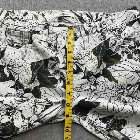 7 For All Mankind‎ Floral Skinny Jeans Women's 27 30x28 Black White Mid Rise - Picture 9 of 16